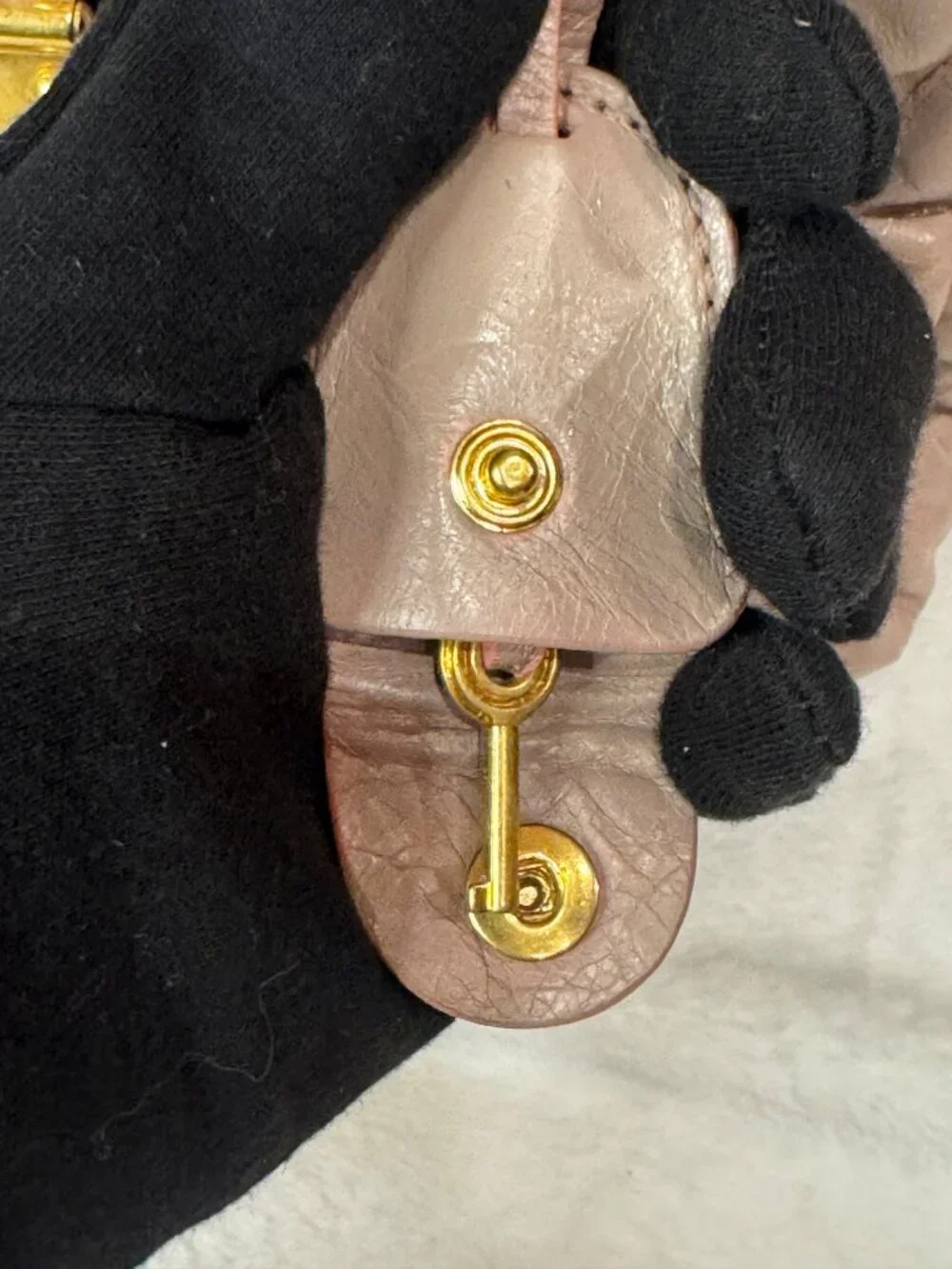 MIU MIU Matelasse Lux Satchel Cammeo Taupe Braided Handle Gold Turn Lock Lambski